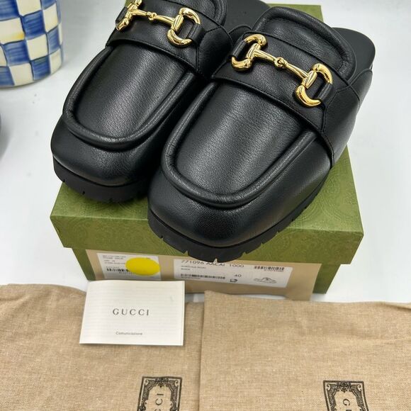 Women's Gucci , leather horse bit mules size 39.5 made in Italy - Picture 8 of 9